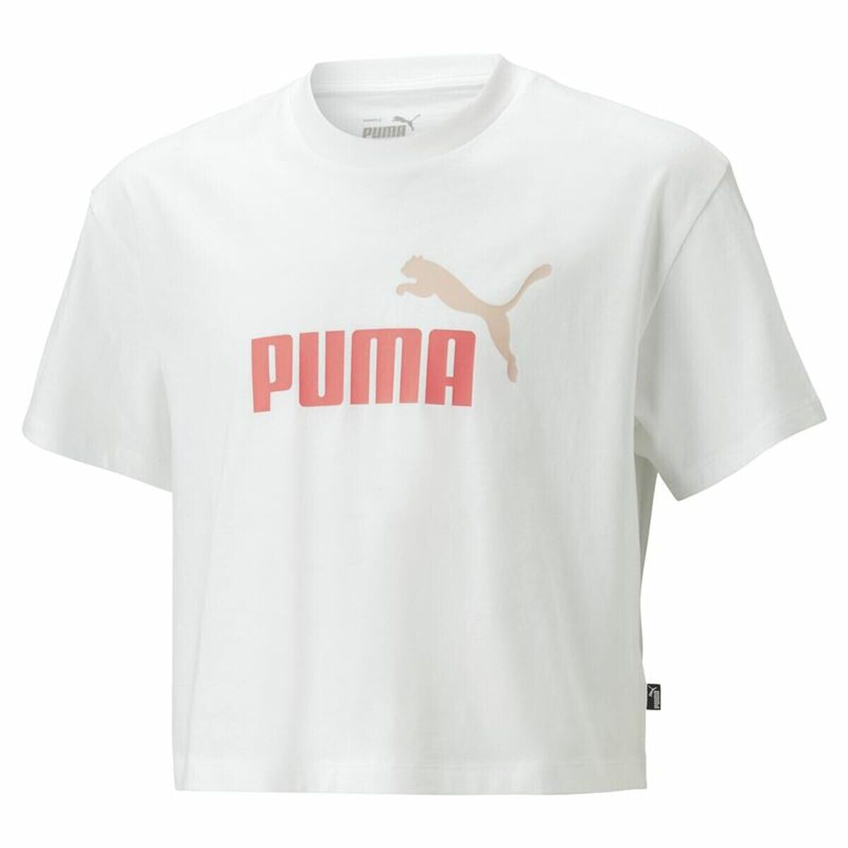 Child's Short Sleeve T-Shirt Puma Logo Cropped White