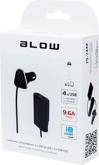Автомобильное зарядное устройство и адаптер для мобильного телефона Ładowarka Blow 4x USB-A 9.6 A (75-744#)