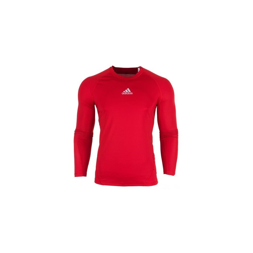 Мужской спортивный лонгслив с длинным рукавом красный с логотипом Adidas Alphaskin LS