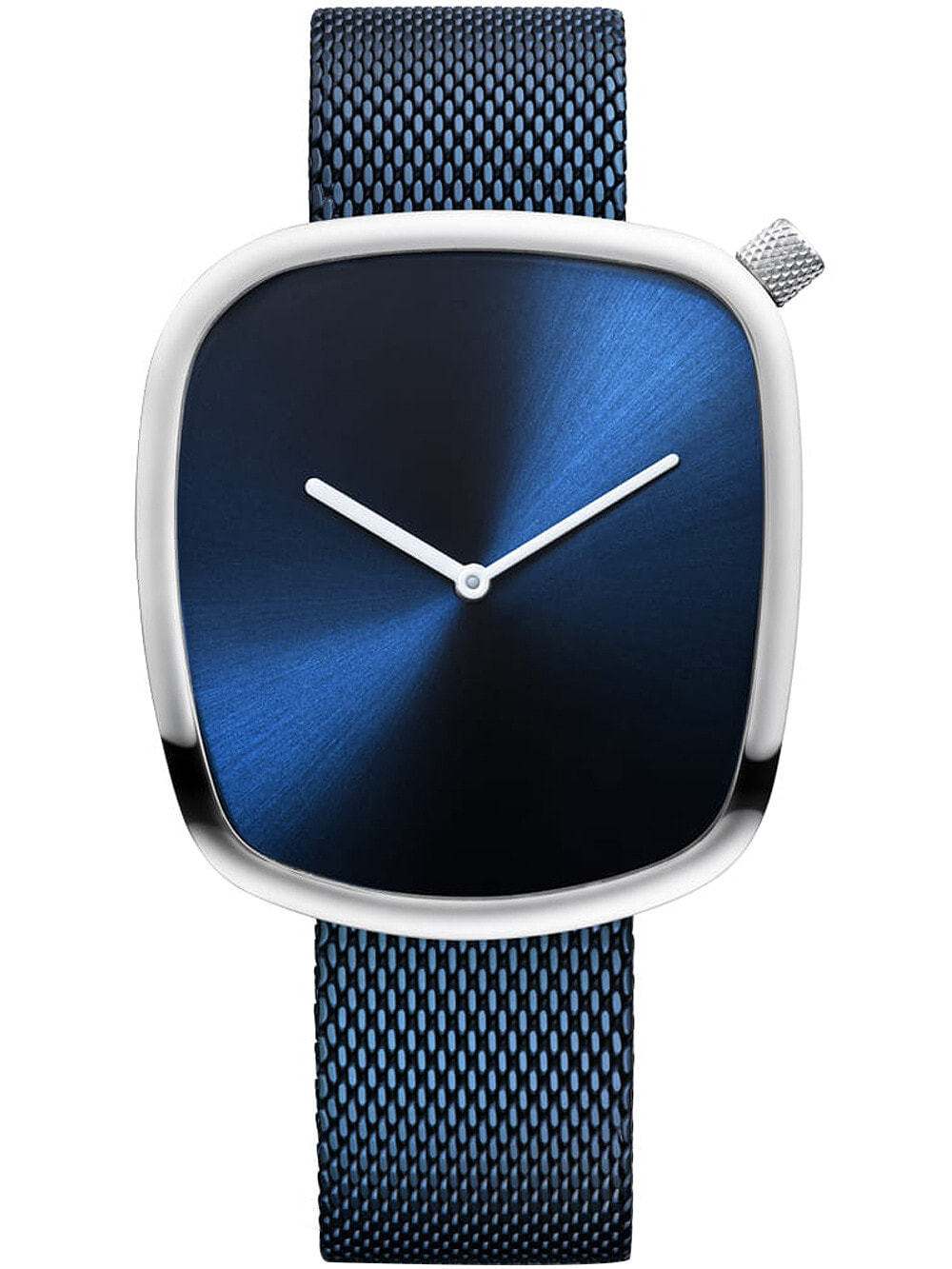 Женские часы аналоговые круглые с миланским плетением синие Bering