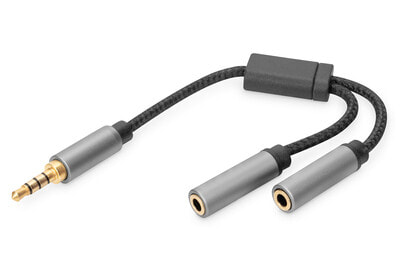 DIGITUS Audio Headset Adapter, 3.5 mm jack to 2x 3.5 mm socket