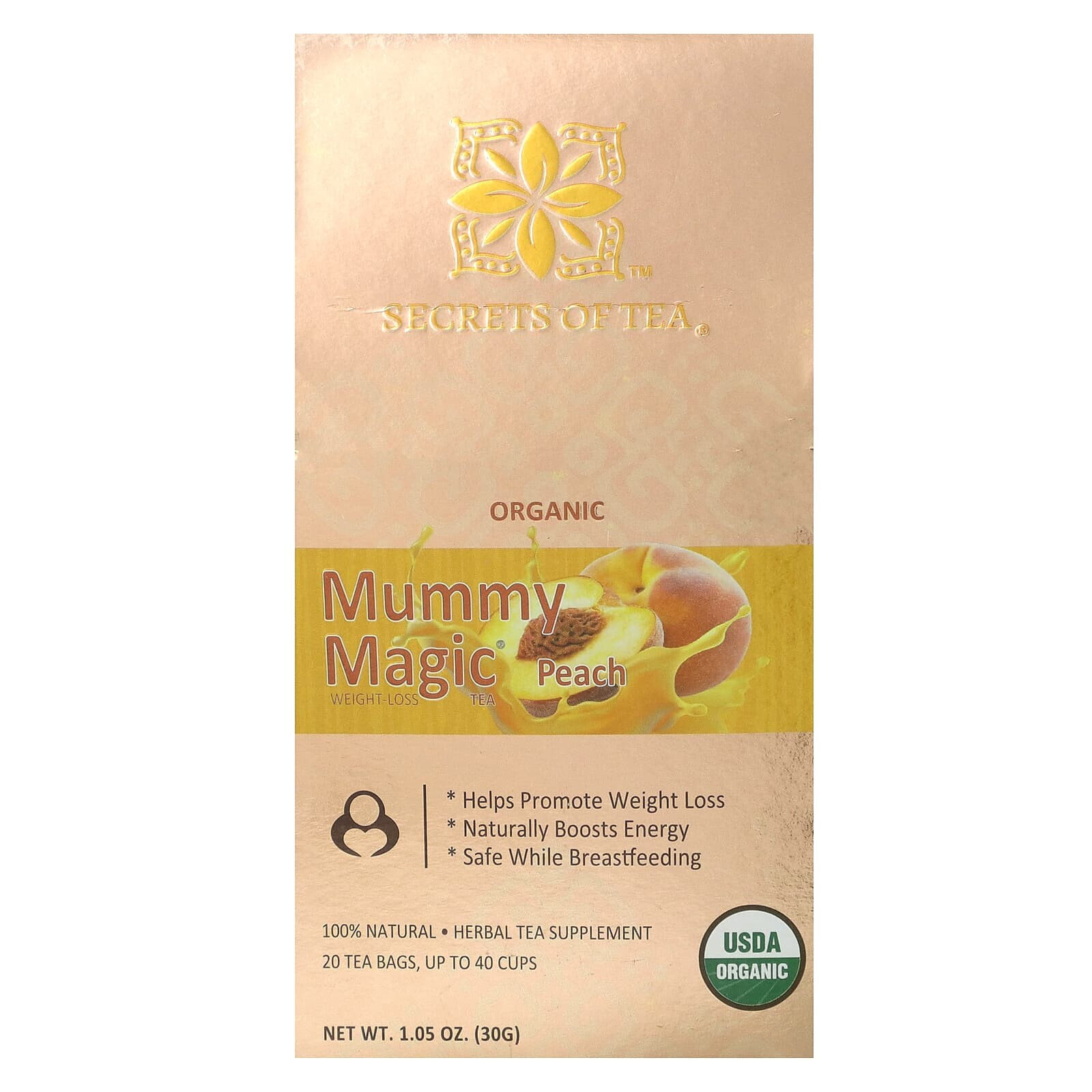 Organic Mummy Magic Weight-Loss Tea, Peach, 20 Tea Bags, 1.05 oz (30 g)