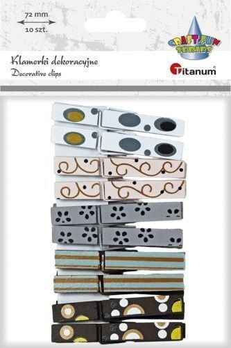 Titanum Klamerki drewniane TITANUM 4 kol. z nadrukiem 7, 3cm 10szt. Titatnum Kreatywne