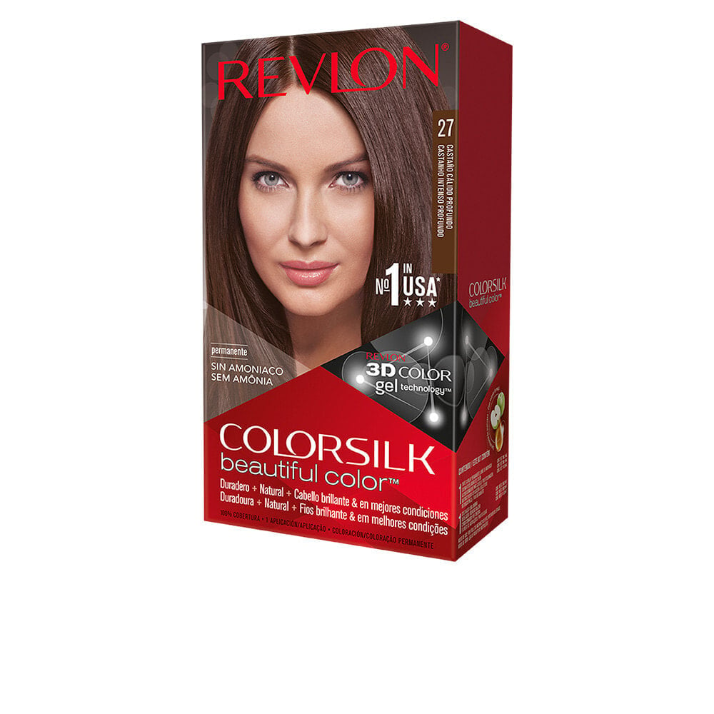 Revlon ColorSilk Beautiful Color No. 27 Deep Warm Chestnut Стойкая краска для волос без аммиака, оттенок глубокий теплый каштан