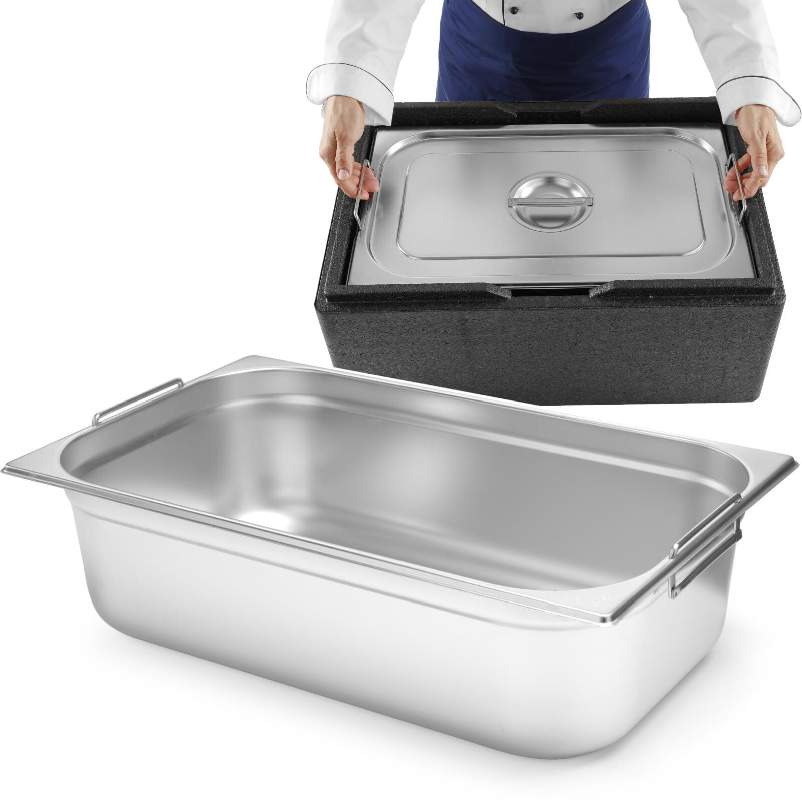 Gastronomy container GN 1/1 with retractable handles 530x325x200mm 28L Hendi 817155