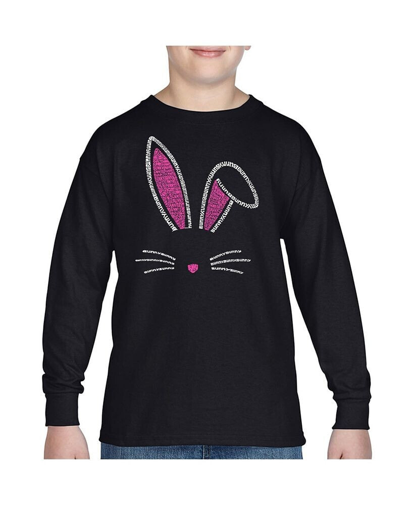 LA Pop Art big Boy's Word Art Long Sleeve T-shirt - Bunny Ears