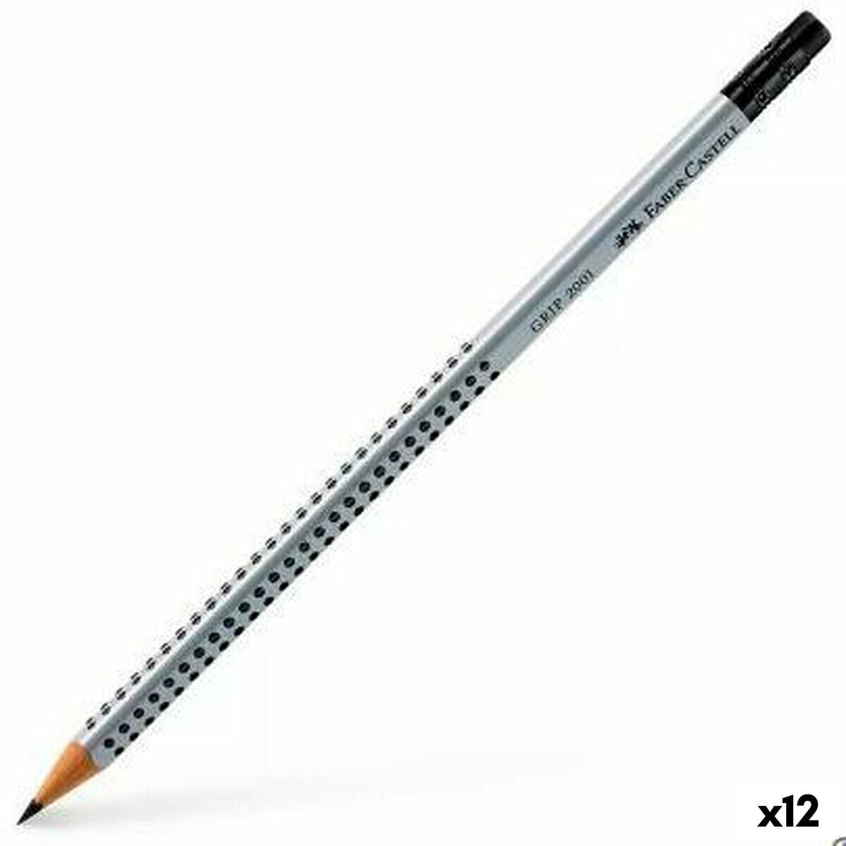 Pencil with Eraser Faber-Castell Grip 2001 Ecological Grey B (12 Units)