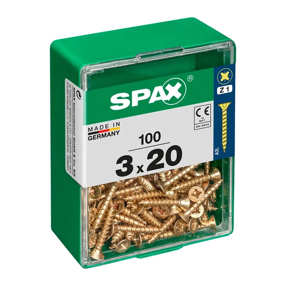 SPAX Yellox 3.0x20 mm Flat Head Wood Screw 100 Units