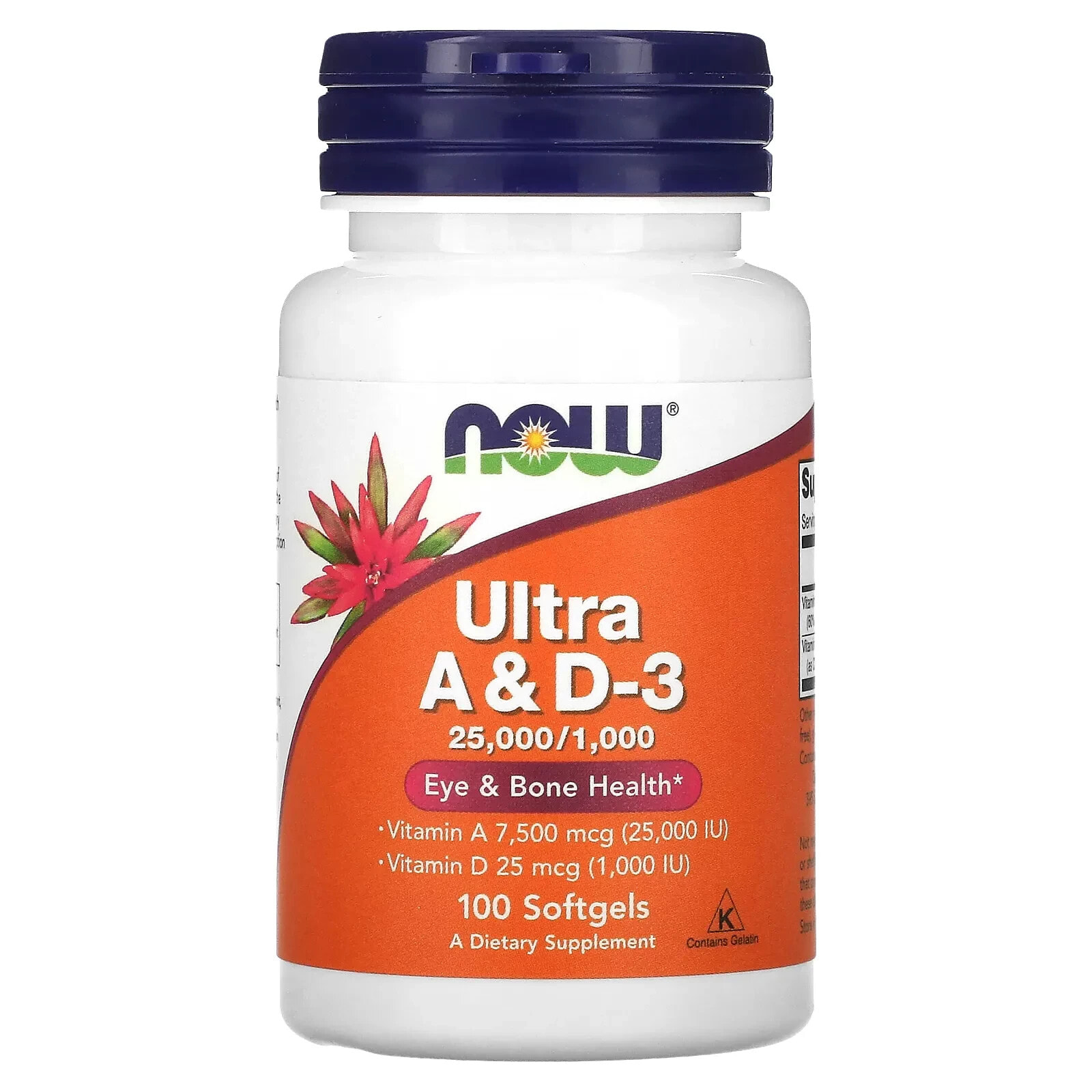 NOW Ultra A & D-3 - Комплекс  витамин A 25000 ЕМ  & D-3 1000 - 100 гелевых капсул