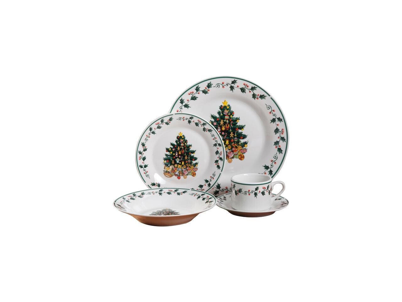 Gibson Tree Trimming 20 Piece Dinnerware Set - Christmas Theme