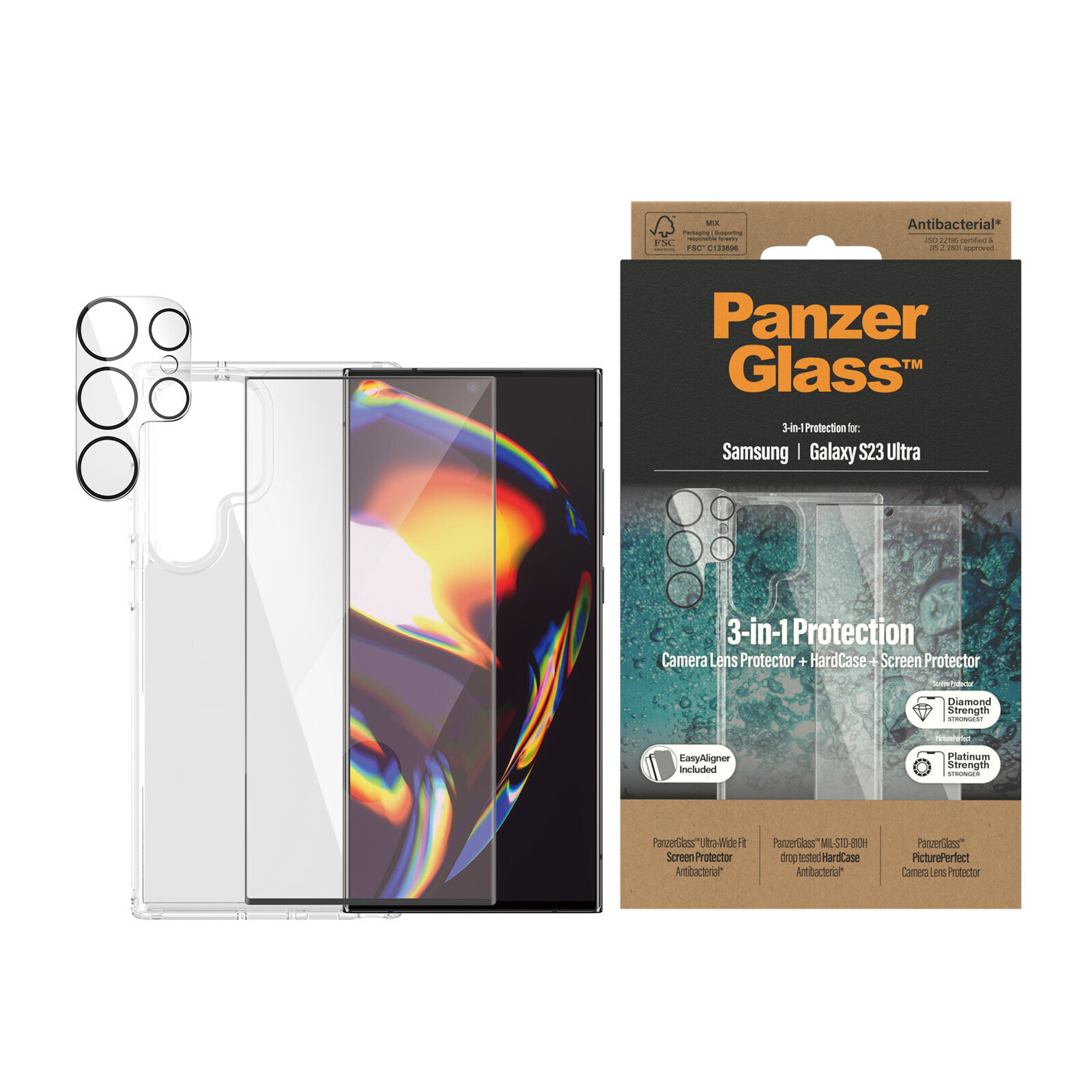 PanzerGlass HardCase+ Screen Protector Samsung G. S2023 Ultra Прозрачная защитная пленка 1 шт B0435+7317