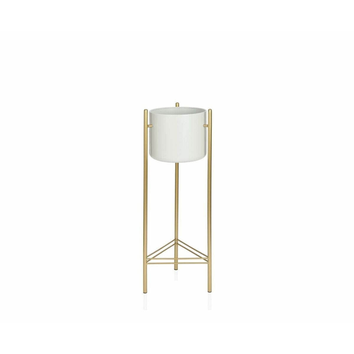 Planter with stand Alexandra House Living White Golden Metal 28 x 80 x 28 cm