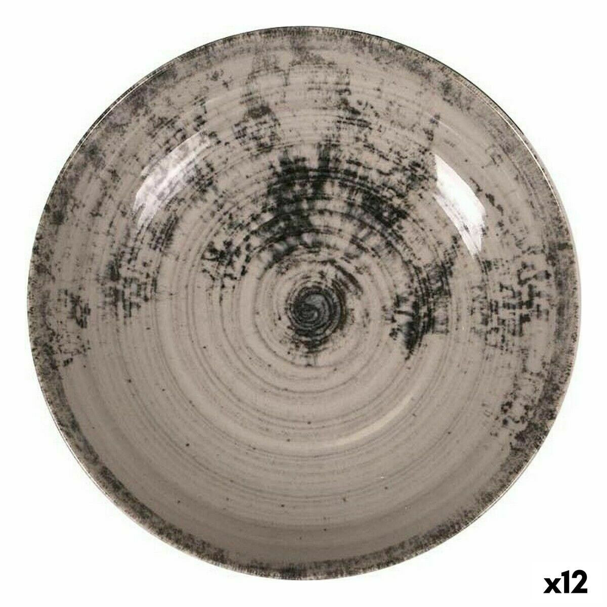 Deep Plate La Mediterránea Aspe Grey Ø 22,7 x 5 cm (12 Units)