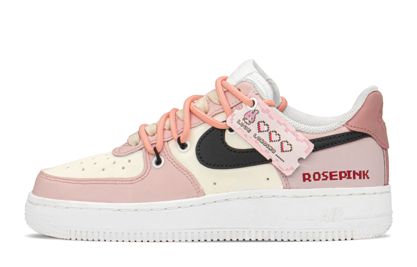 【定制球鞋】 Nike Air Force 1 Low 减龄主题 像素玫瑰 低帮 板鞋 女款 粉米 / Кроссовки Nike Air Force DD8959-100