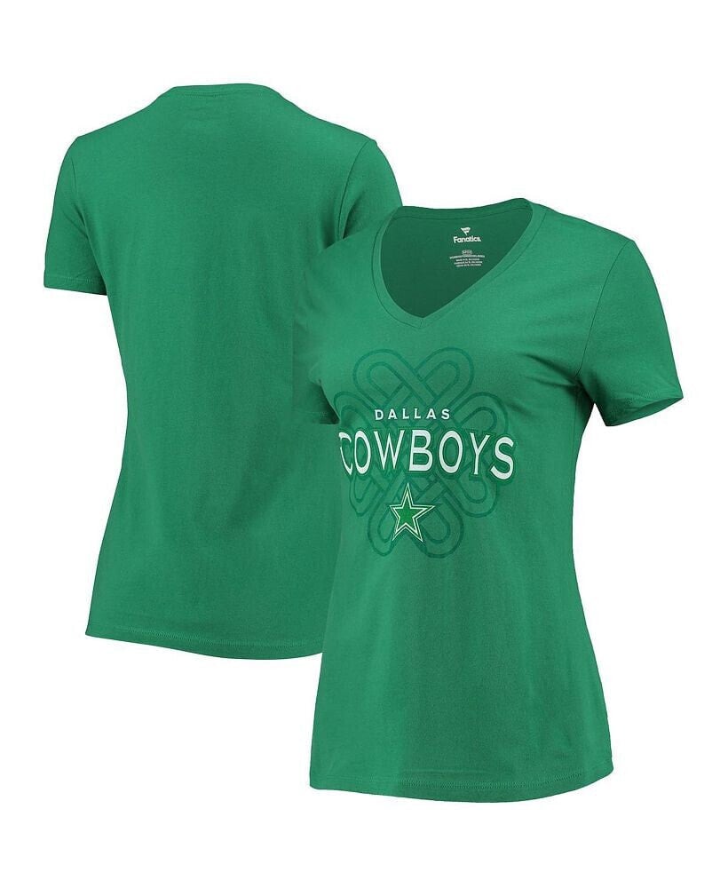 Fanatics women's Branded Kelly Green Dallas Cowboys Celtic Knot Logo V-Neck T-shirt