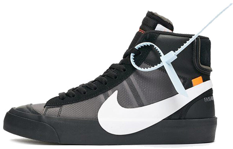 OFF-WHITE x Nike Blazer Mid Grim Reaper 万圣节 鞋扣 潮流 中帮 板鞋 男女同款 黑白 / Кроссовки Nike Blazer Mid Off-White Grim Reaper (Серый, Черный)