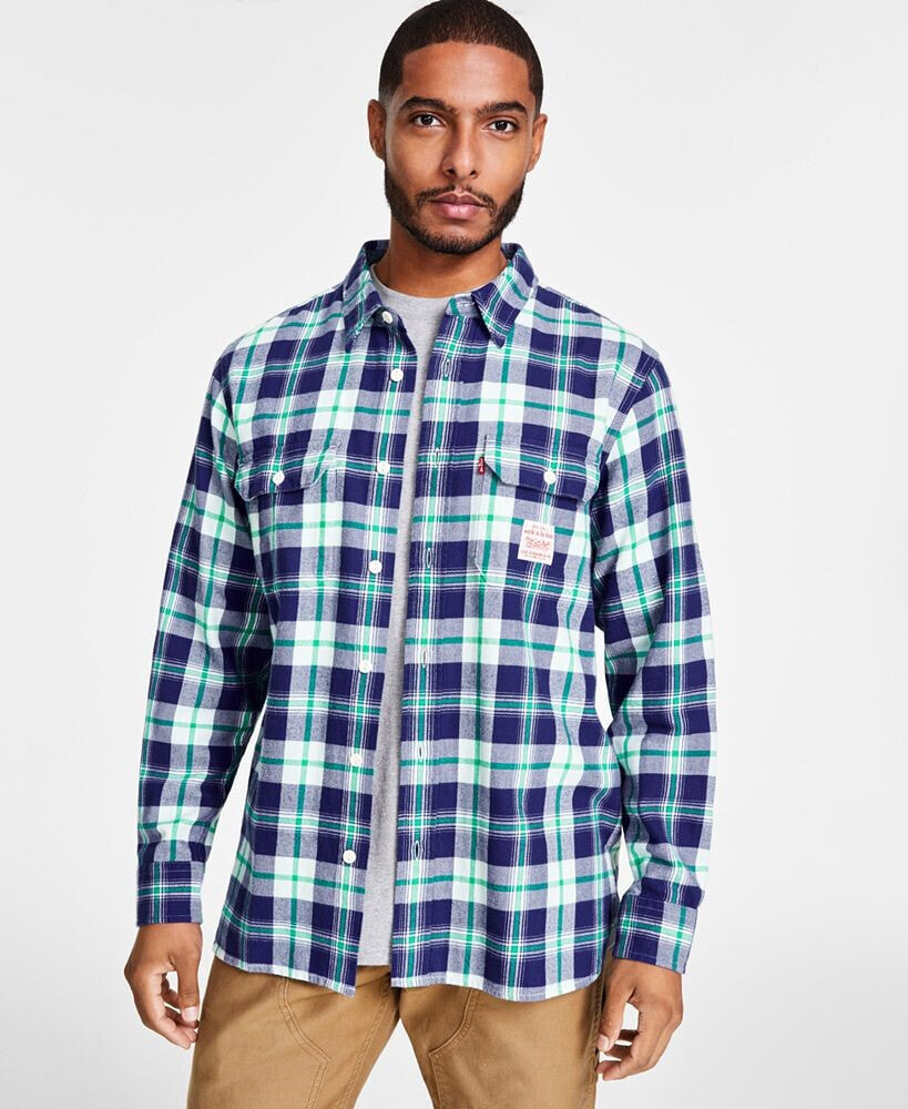 Levi's men's Worker Relaxed-Fit Plaid Button-Down Shirt, Created for Macy's