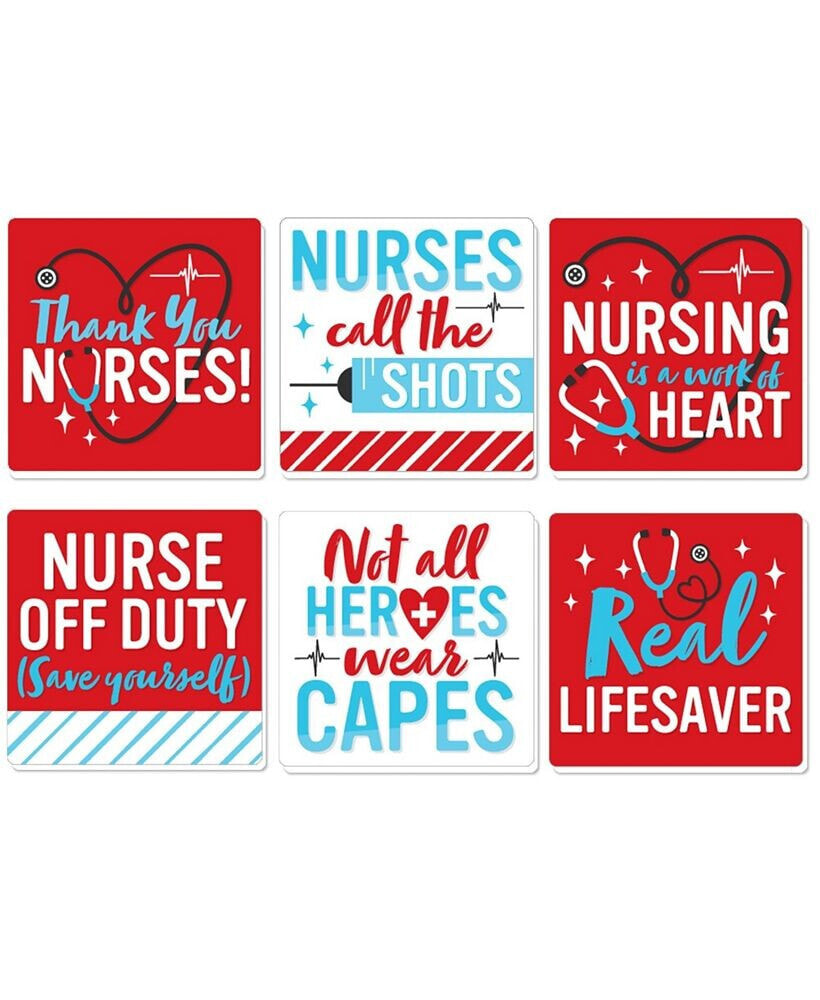 Big Dot of Happiness thank You Nurses - Funny Nurse Appreciation Decor - Drink Coasters - Set of 6