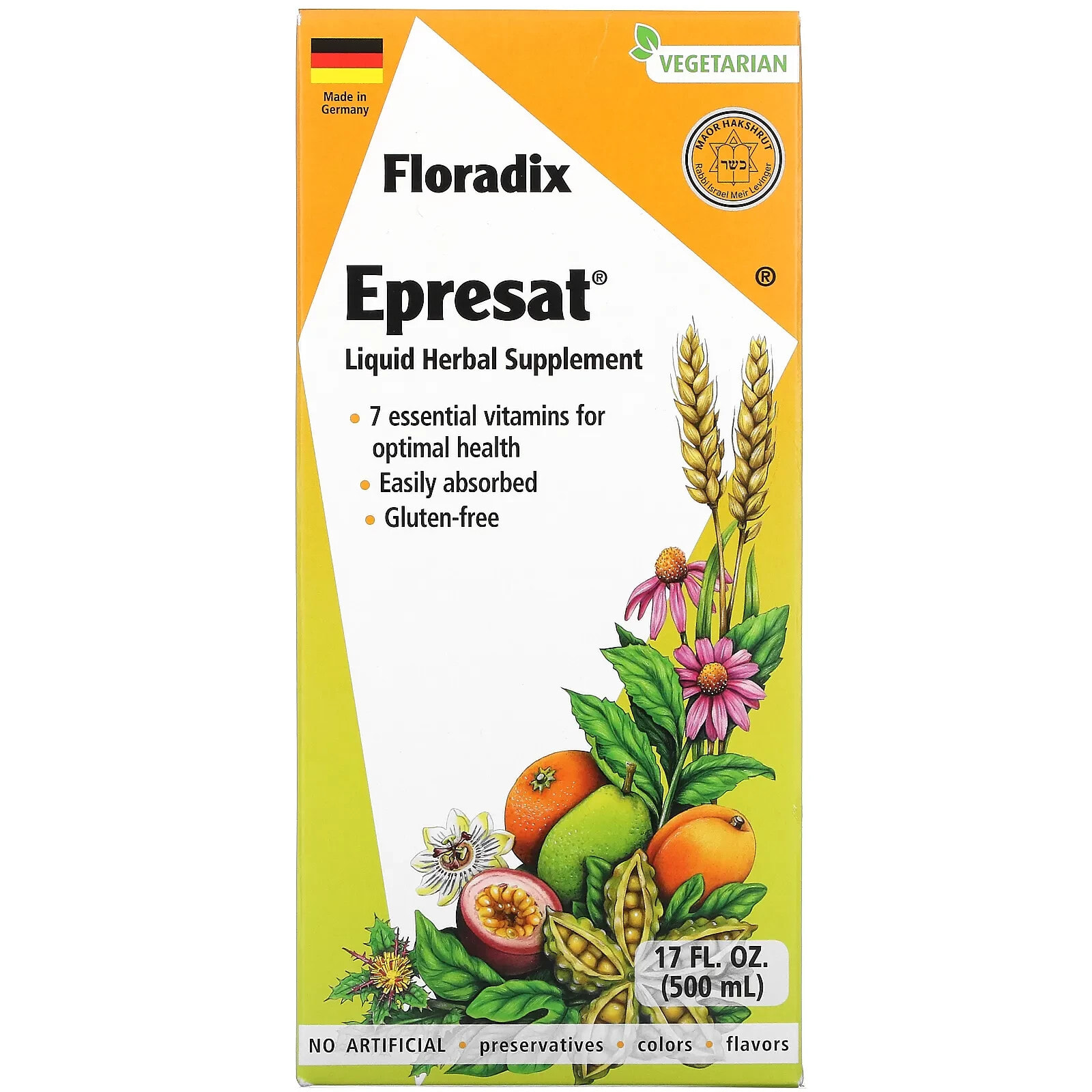 Гайа Хербс, Floradix, Epresat, жидкая растительная добавка, 500 мл (17 жидк. Унций)