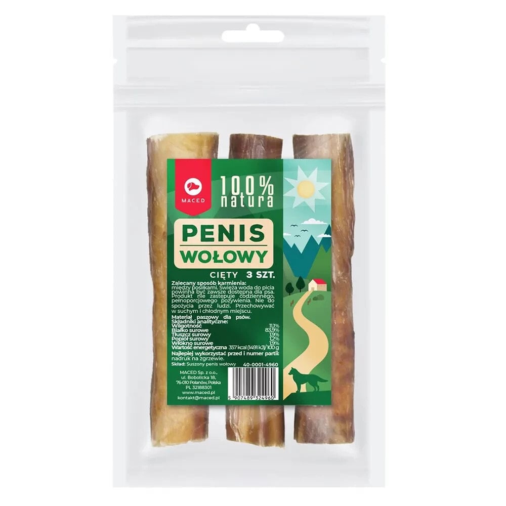 MACED 100% Natura Beef Penis 3 Pcs. dog treat 300g