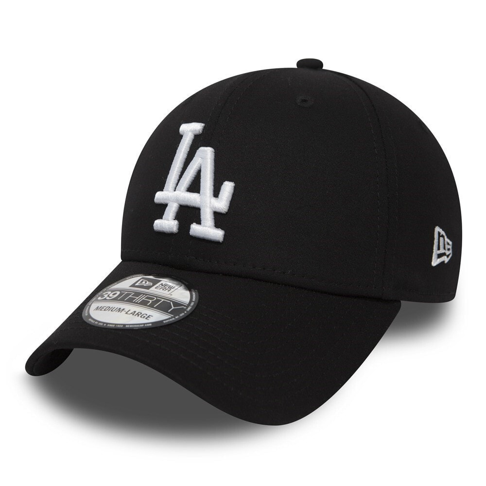 Мужская бейсболка черная с логотипом New Era 39THIRTY Los Angeles Dodgers Essential
