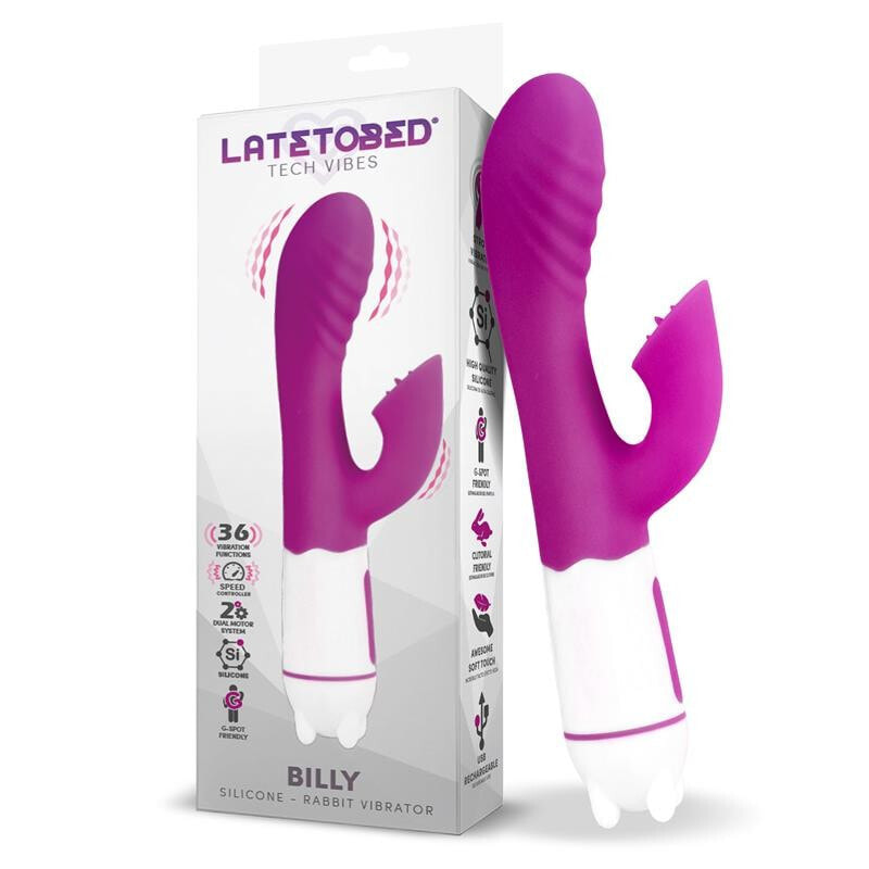 Вибратор LATETOBED Billy USB Vibrator 36 Functions Silicone Purple