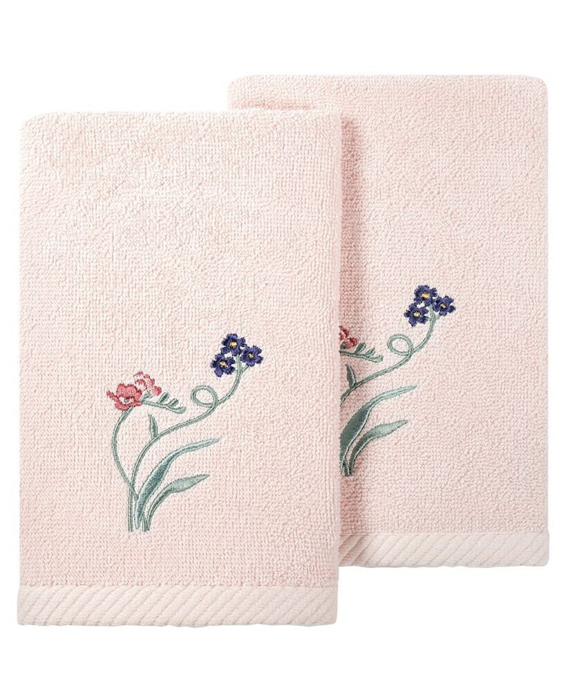 Linum Home textiles Turkish Cotton Stella Embellished Fingertip Towel Set, 2 Piece