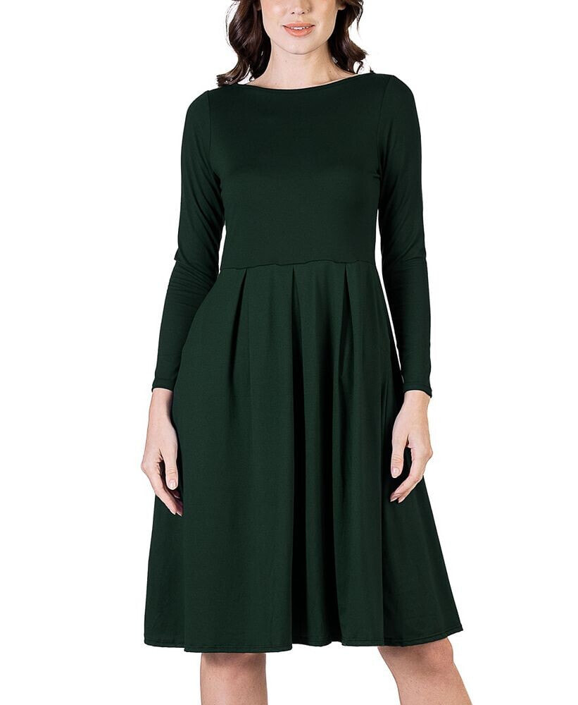 Women's Midi Length Fit and Flare Dress 24seven Comfort Apparel