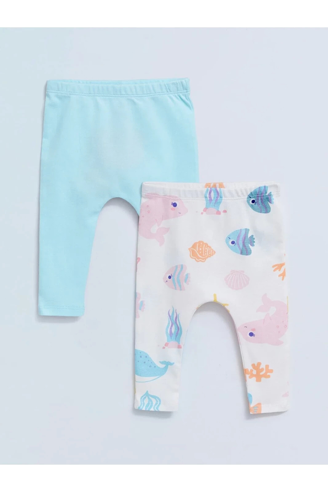 Beli Lastikli Pamuklu Kız Bebek Pantolon 2'li