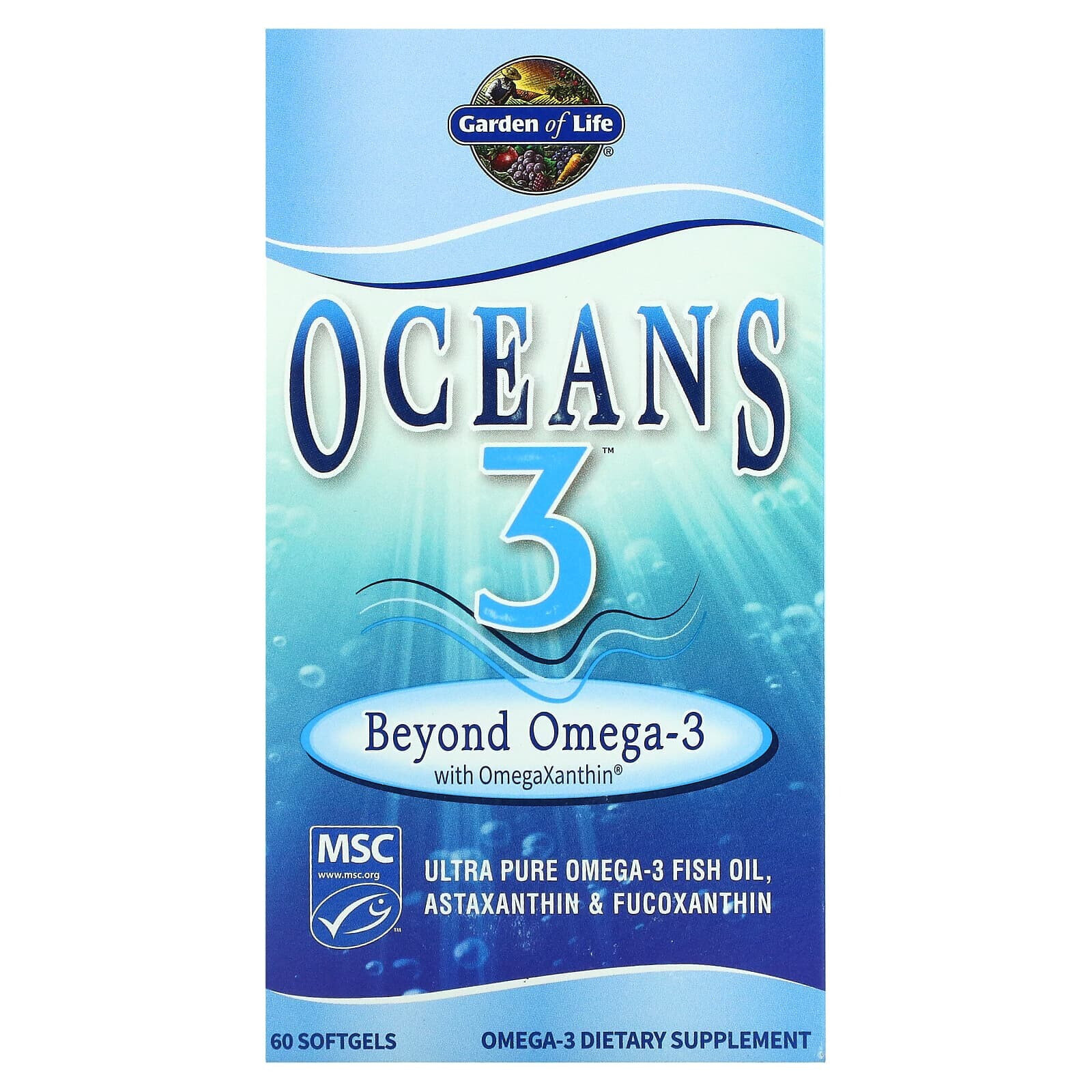 Гарден оф Лайф, Oceans 3, Beyond Omega-3 с омега-ксантином, 60 желатиновых капсул