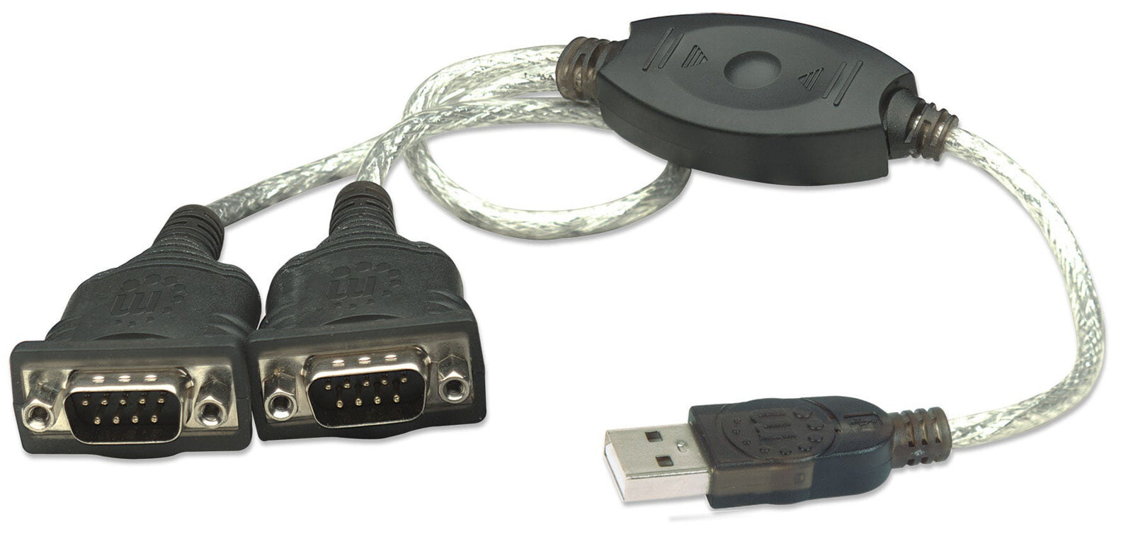 Manhattan 174947 кабельный разъем/переходник USB A 2x Serial/COM/RS232/DB9 Черный