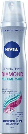 Лак или спрей для укладки волос Nivea Hair Care Styling Lakier do włosów Diamond Volume Care ultra mocny 250 ml