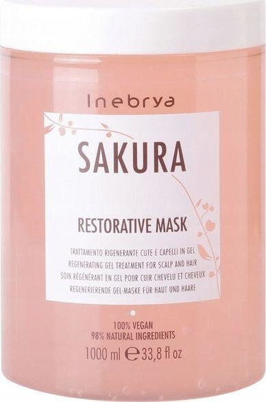 Inebrya Sakura Restorative Mask  Восстанавливающая маска для волос с экстрактом цветов сакуры  1000 мл