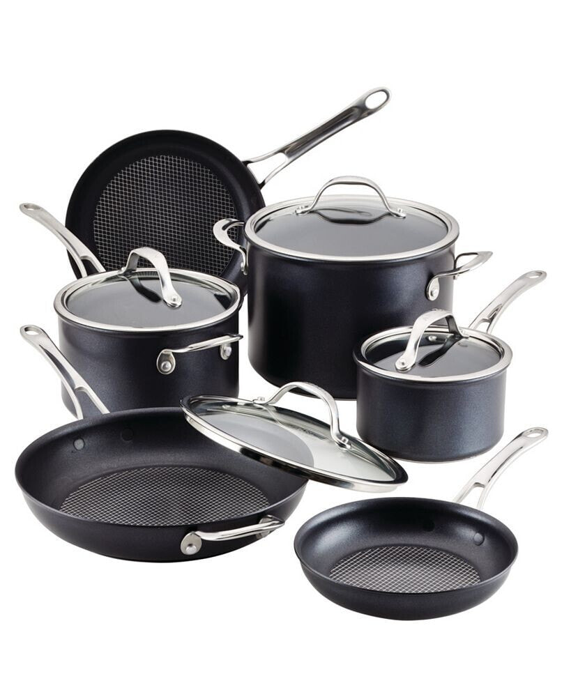 X Hybrid Nonstick Aluminum Nonstick Cookware Induction Pots and Pans Set, 10-Piece, Super Dark Gray