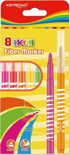 Keyroad felt-tip pens KEYROAD Fiber Marker, neon, 8 pcs, pendant, assorted colors