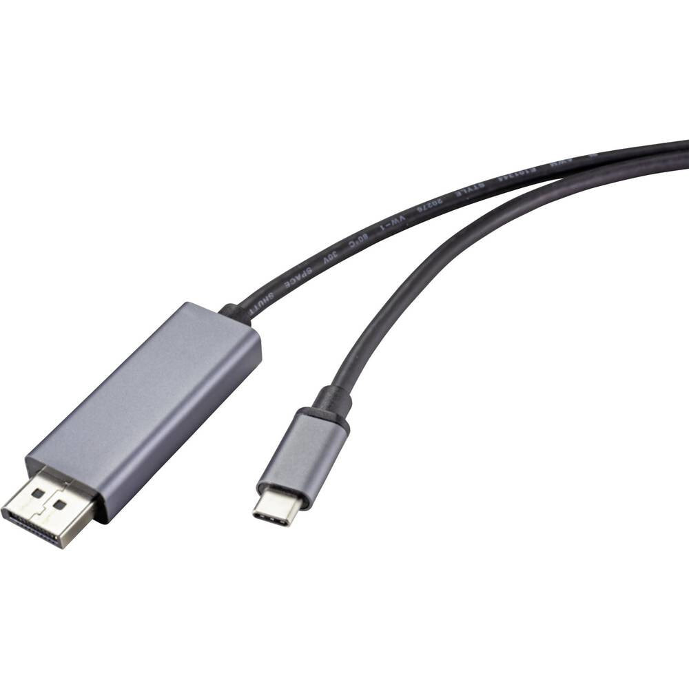 Компьютерный разъем или переходник Renkforce RF-4630696. Cable length: 1 m, Connector 1: DisplayPort, Connector 2: USB Type-C. Quantity per pack: 1 pc(s)