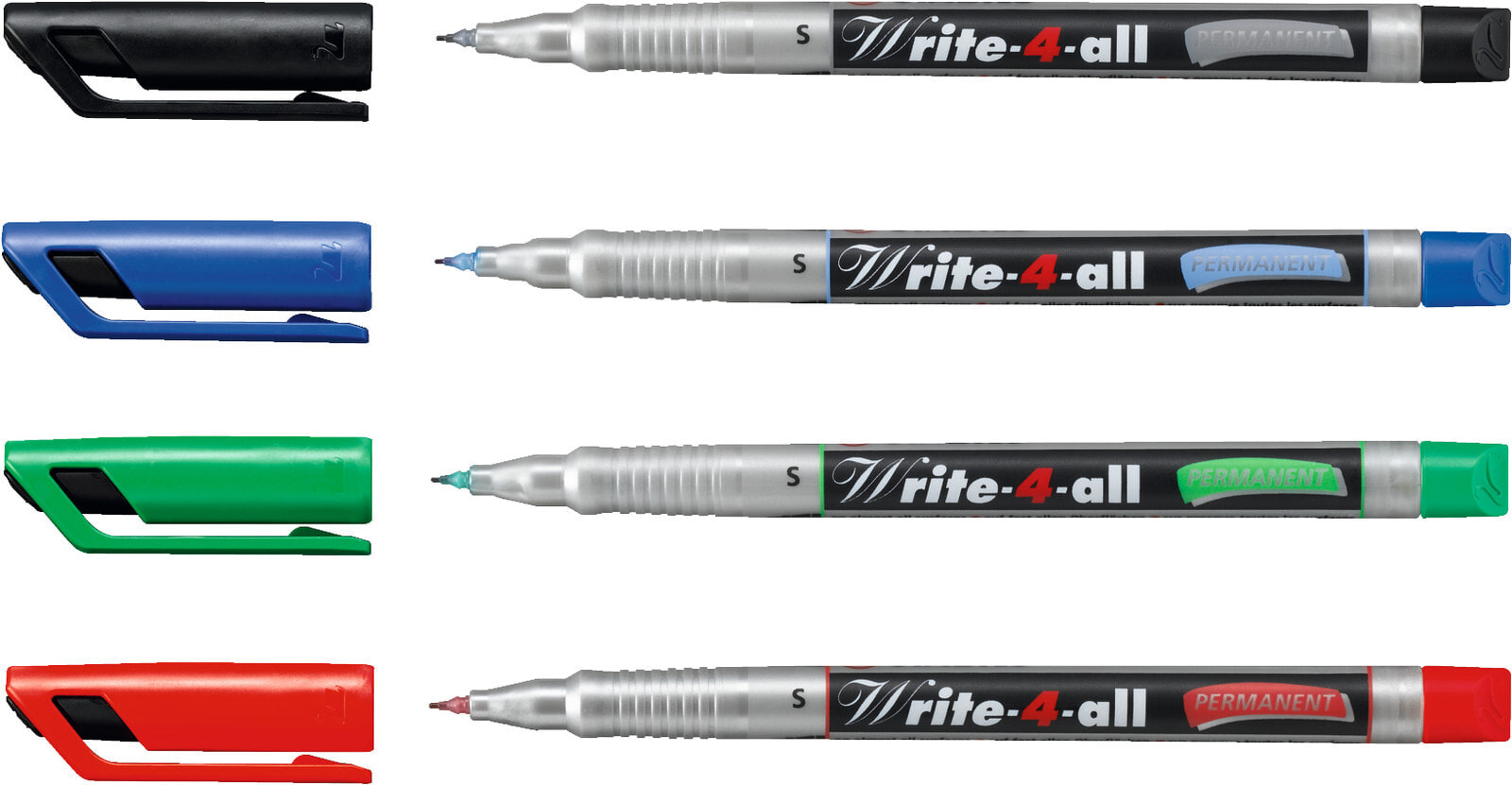 STABILO Write-4-all перманентная маркер Черный, Синий, Зеленый, Красный 4 шт 39136