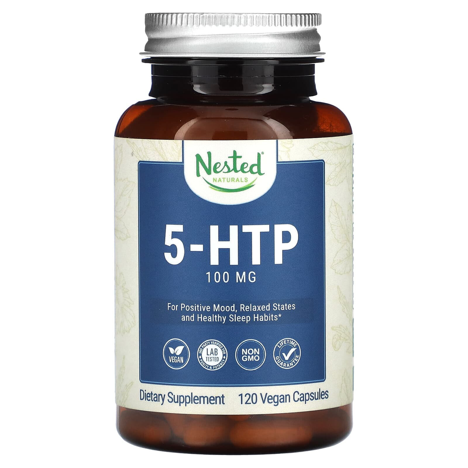 Nested Naturals, 5-HTP, 100 мг, 120 веганских капсул
