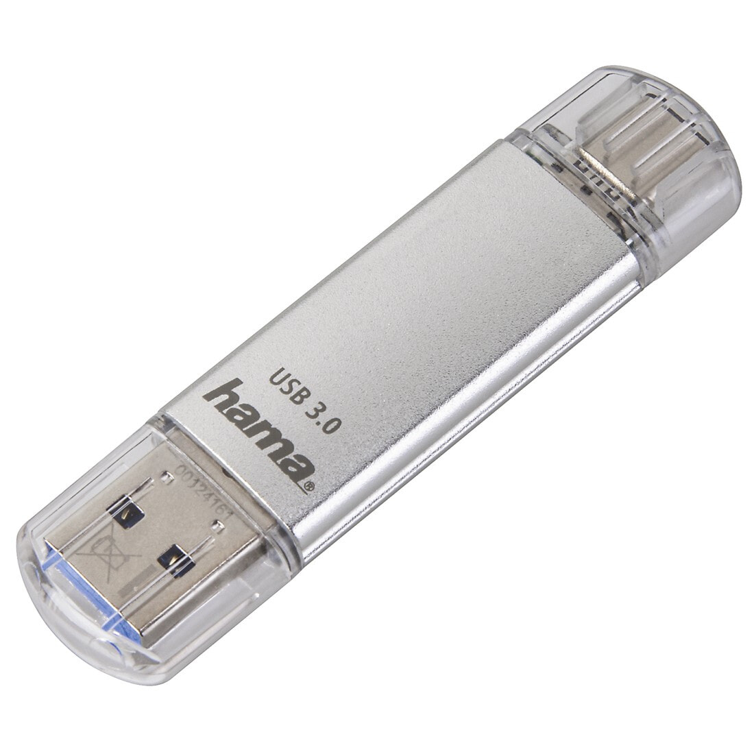 Hama C-Laeta USB флеш накопитель 64 GB USB Type-A / USB Type-C 3.2 Gen 1 (3.1 Gen 1) Серебристый 00124163