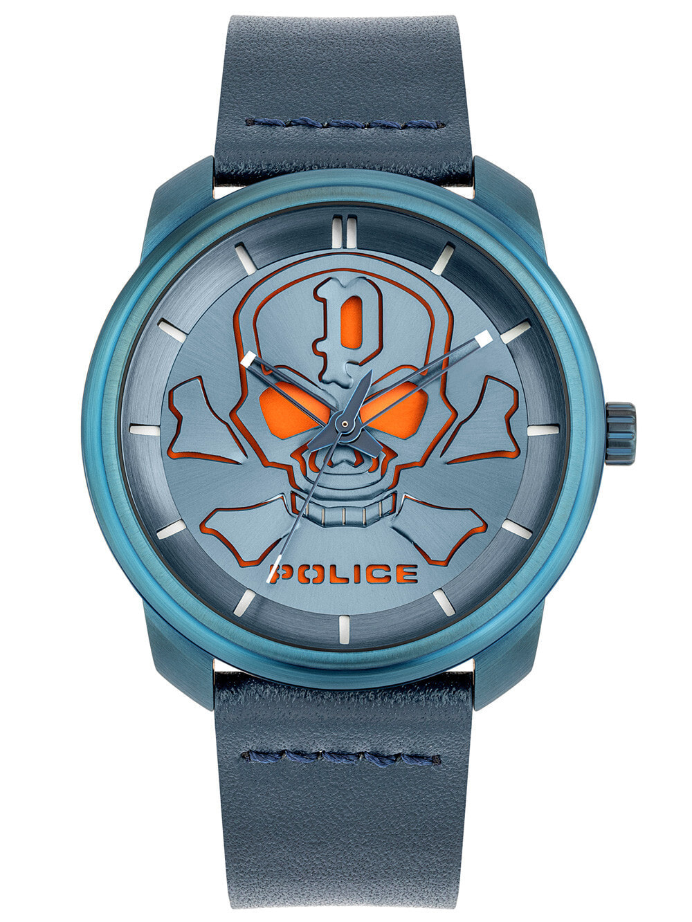 Мужские наручные часы с синим кожаным ремешком Police PL15714JSBL.03 Bleder Mens 44mm 3ATM