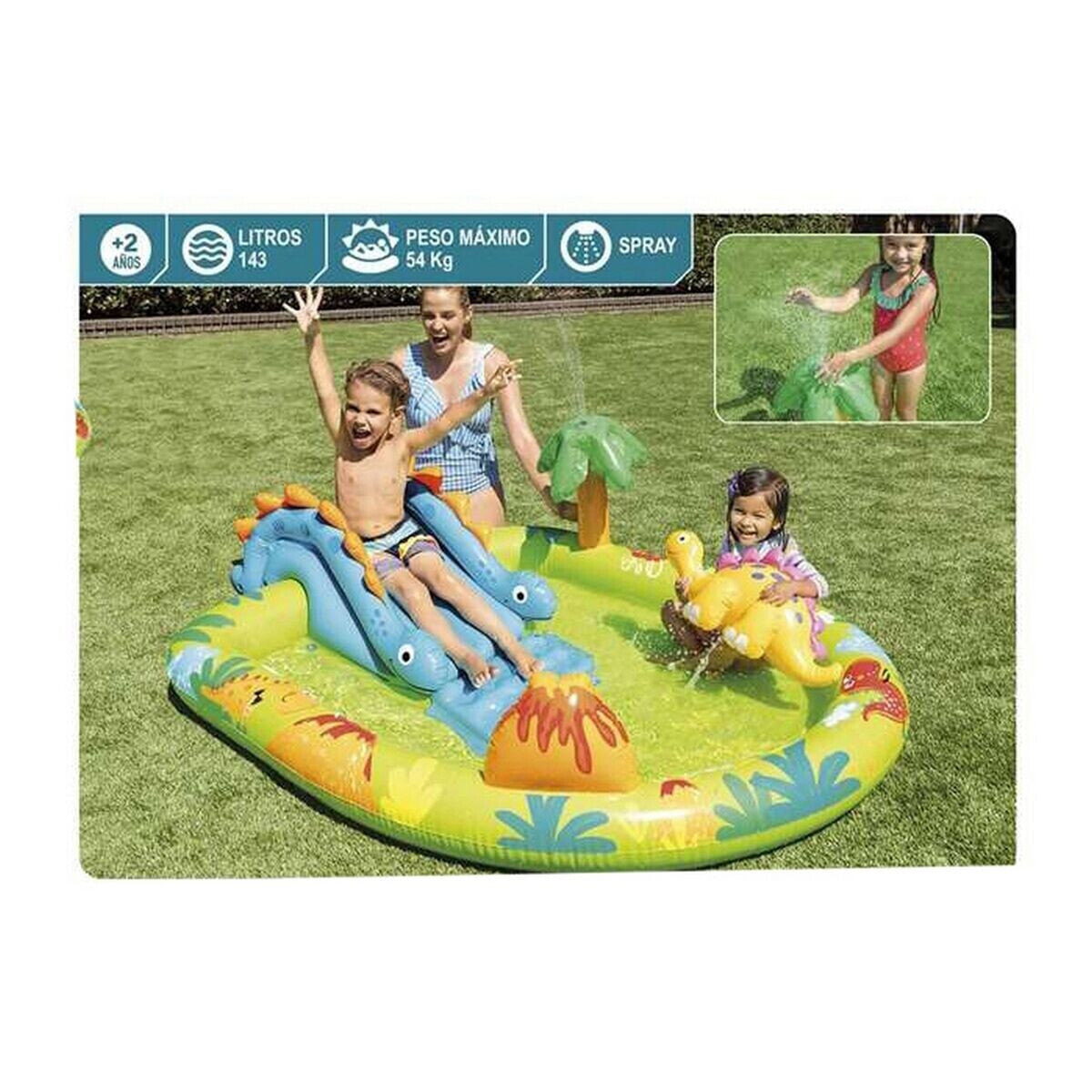 Inflatable Paddling Pool for Children Intex 143 L 191 x 152 x 58 cm Dinosaurs (191 x 152 x 58 cm)