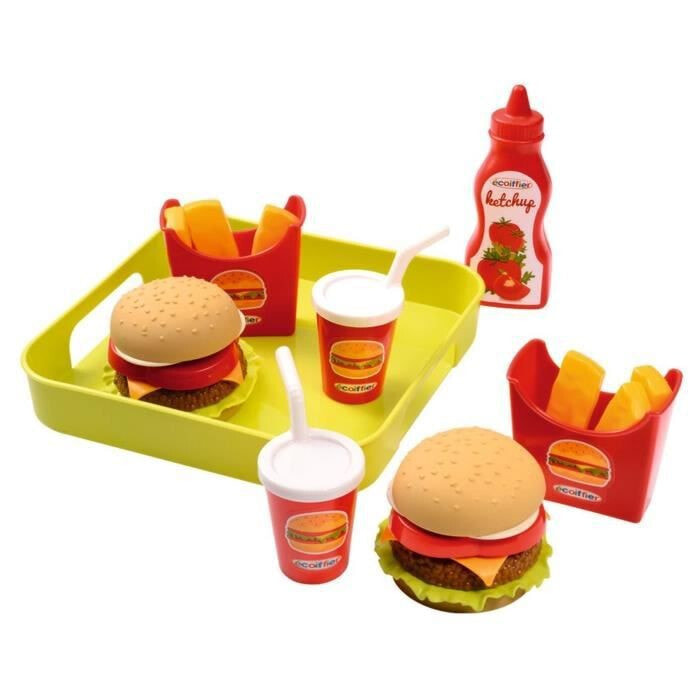 Игровой набор Ecoiffier 957 Поднос с гамбургерами, с аксессуарами