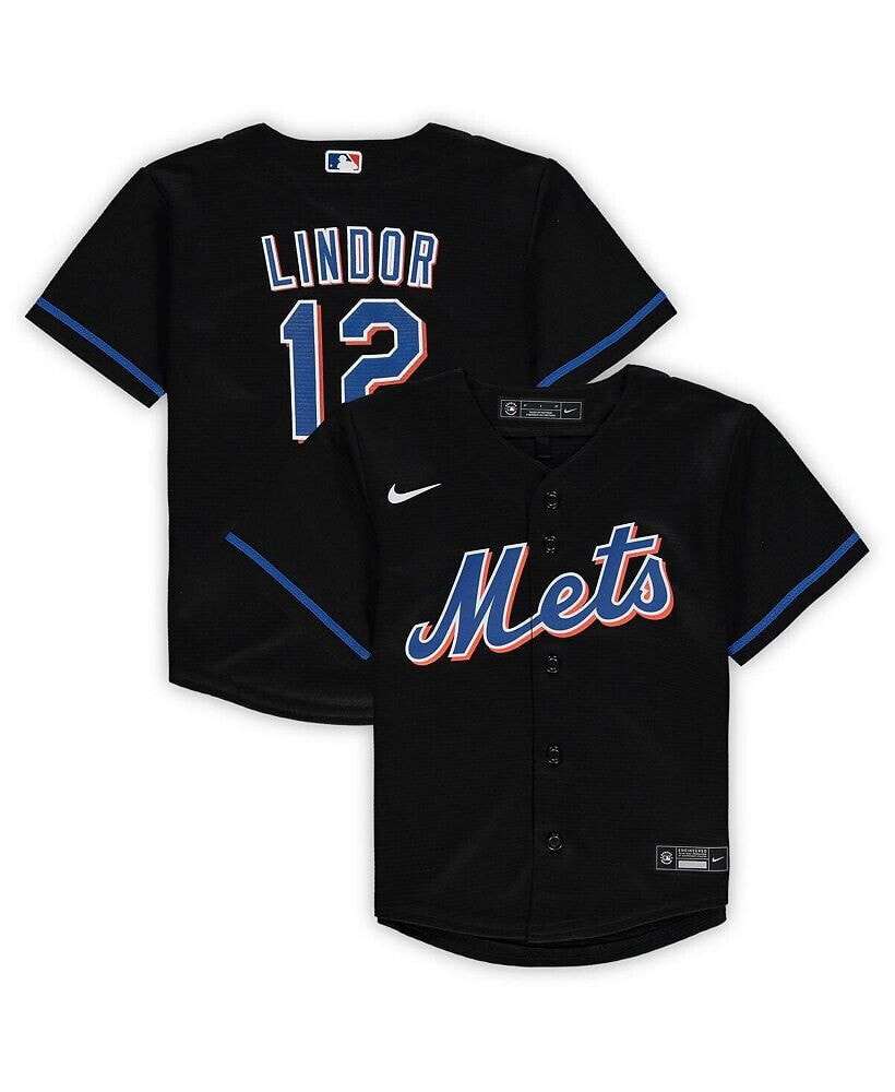 Nike toddler Boys and Girls Francisco Lindor Black New York Mets Alternate Replica Player Jersey