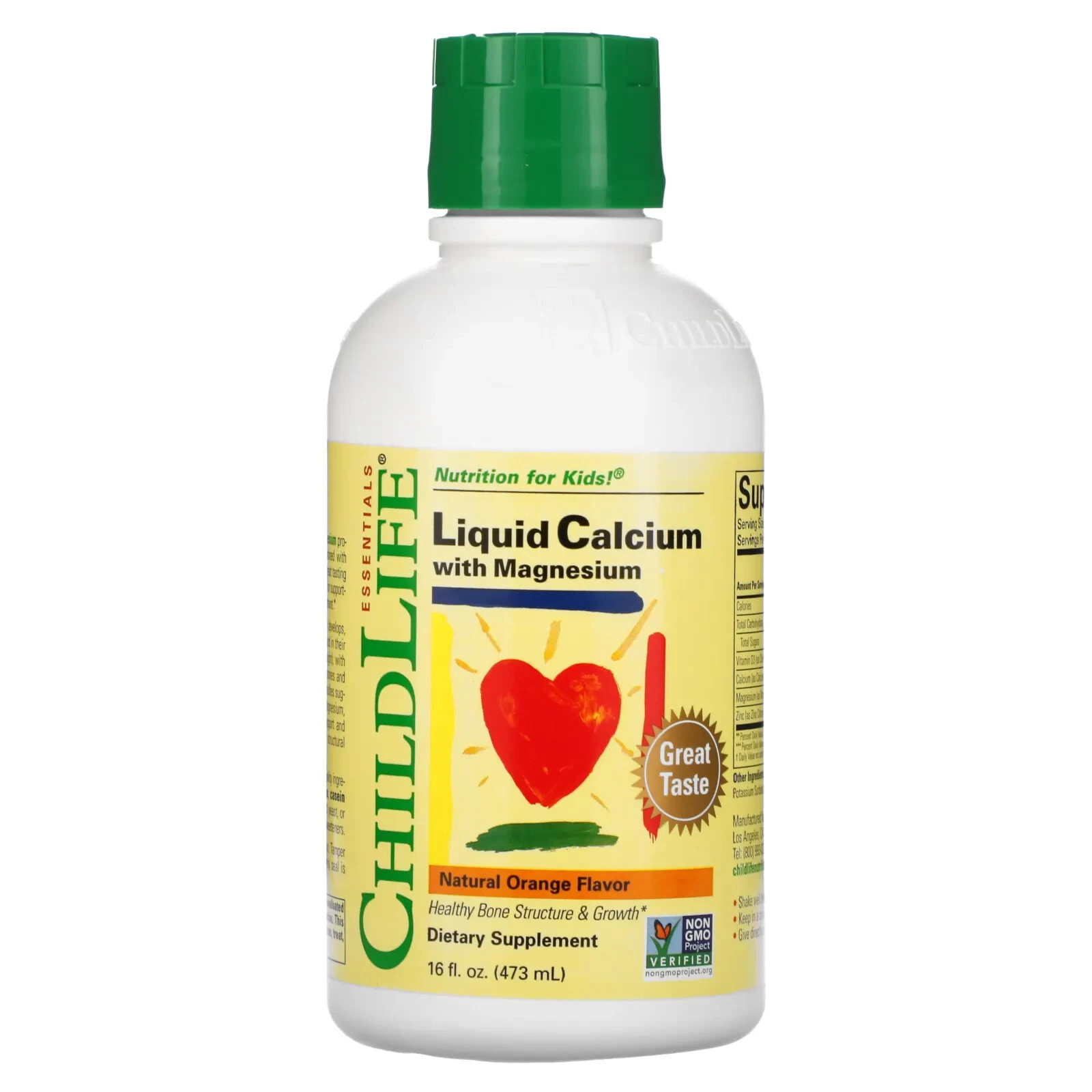 Essentials, Liquid Calcium with Magnesium, Natural Orange, 16 fl oz (473 ml)