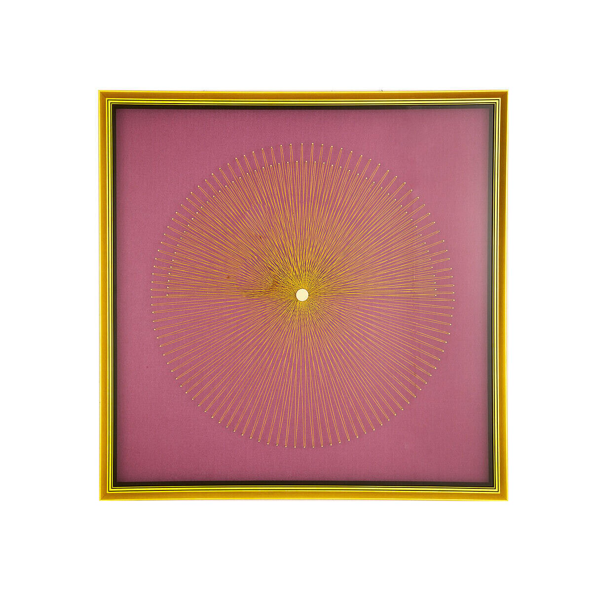 Painting Romimex Golden Light mauve Wood Metal Cloth Abstract 80 x 80 x 5 cm