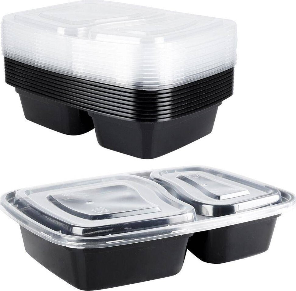 Excellent Houseware Pojemnik na żywność dzielony lunchbox z 2 przegródkami zestaw 10 szt. 1,2 l