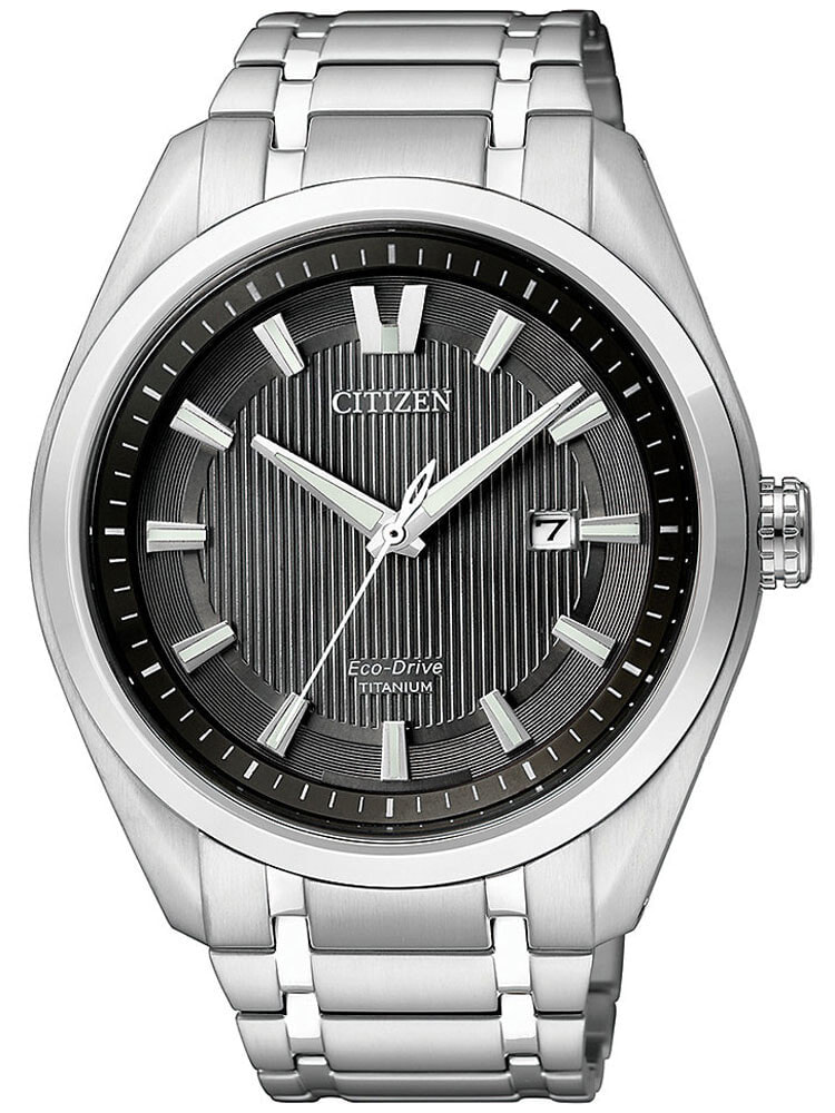 Мужские наручные часы с серебряным браслетом Citizen AW1240-57E Eco-Drive Super-Titanium Mens 42mm 10 ATM