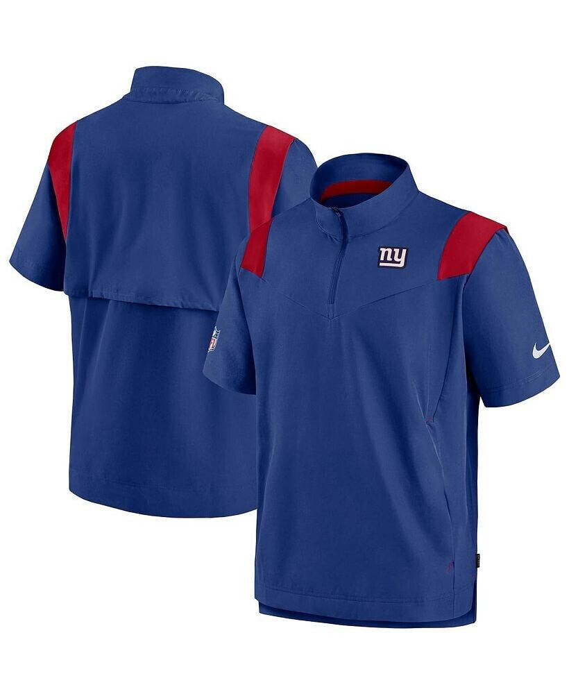Nike men's Royal New York Giants Sideline Coaches Short Sleeve Quarter-Zip Jacket