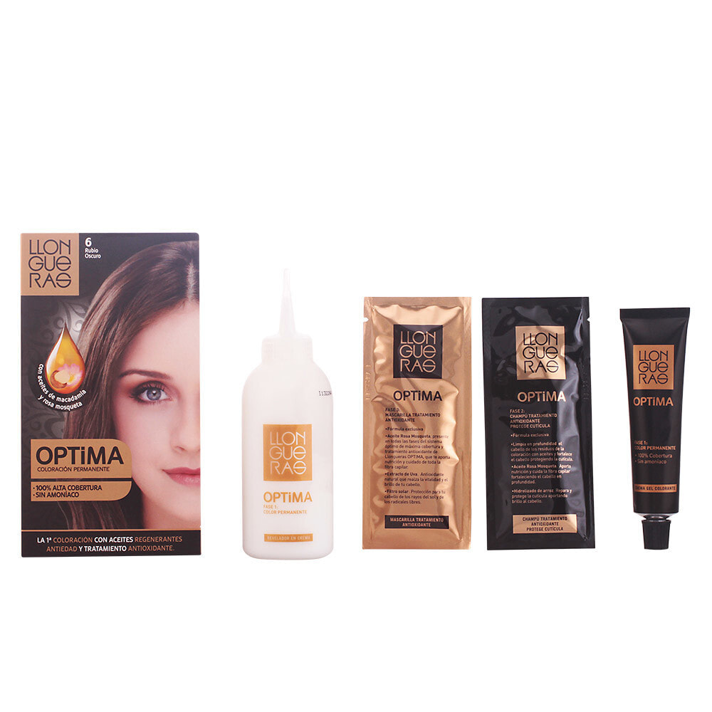 Llongueras Optima Permanent Hair Color No.6 Deep Blond Масляная безаммиачная краска для волос, оттенок глубокий-русый