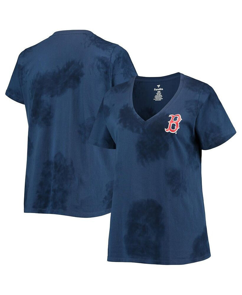 Women's Navy Boston Red Sox Plus Size Cloud V-Neck T-shirt